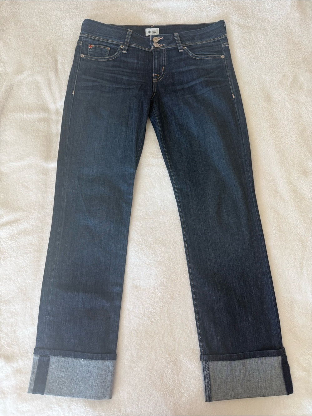 Hudson Ginny Crop Straight Cuffed Jeans Dark Wash Size 29